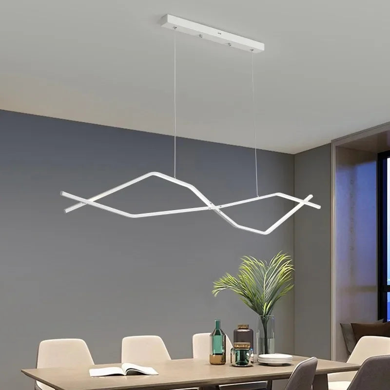lustre moderne à LED en forme de vague design élégant pour la maison - vue 5 sur 8