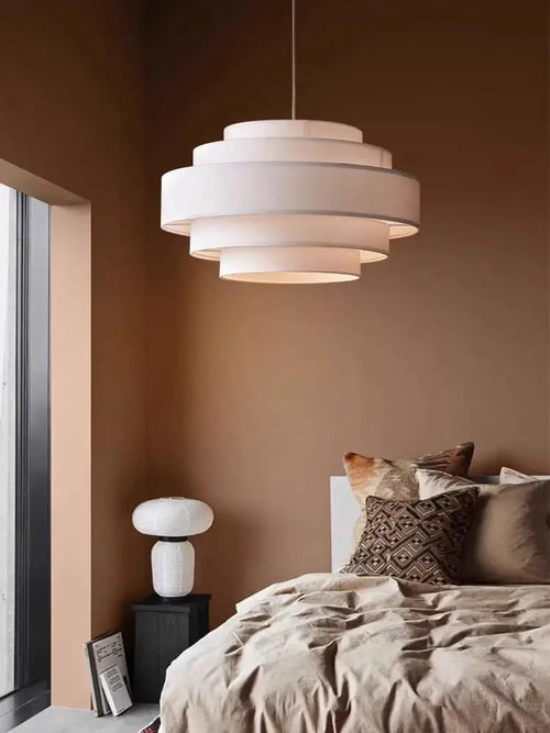 lustre à led en tissu style wabi sabi pour décoration intérieure
