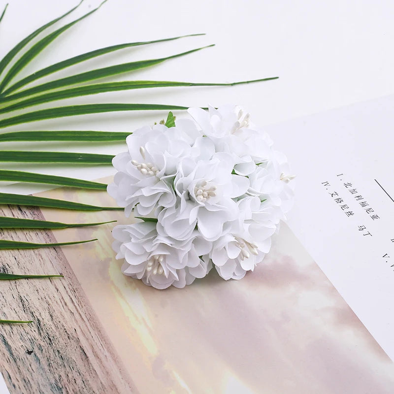 bouquet de mini fleurs d'hortensia artificielles pour décoration et bricolage - vue 14 sur 15