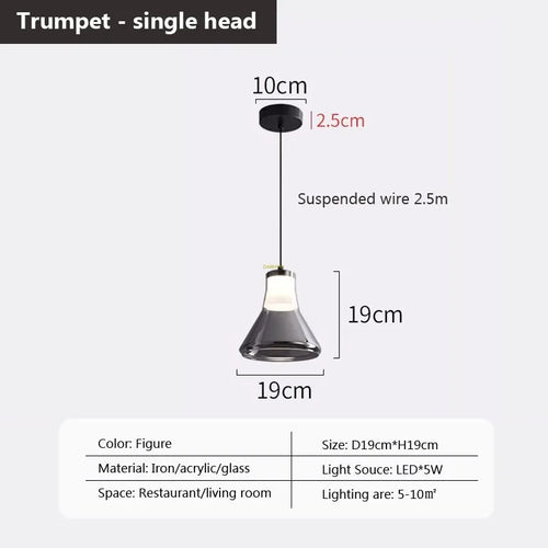 suspension en verre à plusieurs têtes pour intérieur moderne - vue 11 sur 23