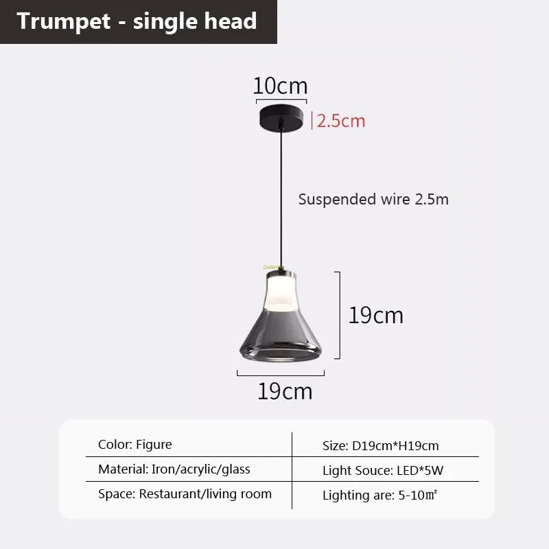 suspension en verre à plusieurs têtes pour intérieur moderne - vue 10 sur 23