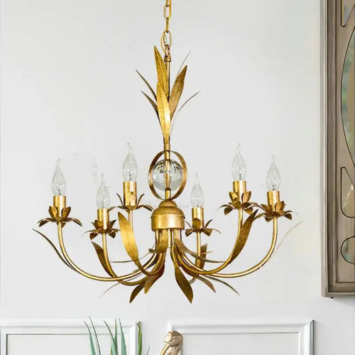 lustre en fer vintage rétro à 6 bras pour éclairage nostalgique - vue 7 sur 7