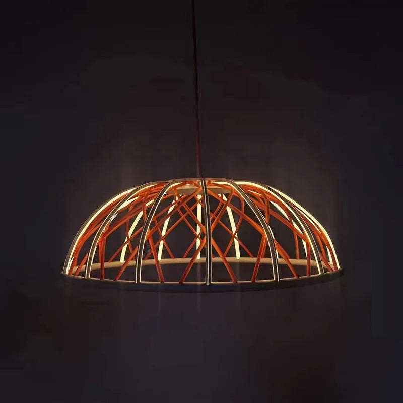 SANDYHA moderne Simple tressé corde ronde lustre créatif maille lampe à LED pour salon salle à manger maison suspension luminaires - vue 4 sur 10