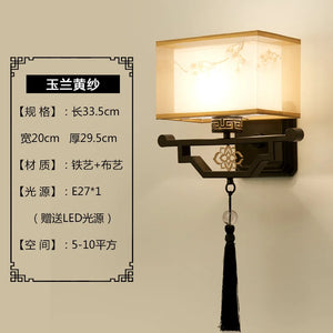 Retro Chinese embroidered iron wall light