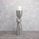 Black and White Striped Twisted Rope Knot Single Candle Holder, Resin, Dining Table Wedding Center Decoration, Modern Decoration