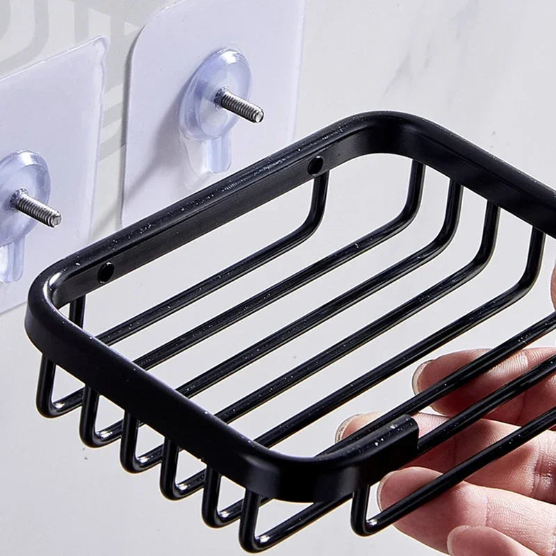 porte-savon mural doré en verre pour salle de bain - vue 6 sur 8