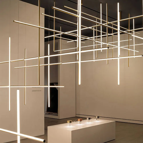 Plafonnier LED linéaire moderne italie lampe suspendue suspendue pour la décoration de l'hôtel lustre de salle à manger - vue 5 sur 15