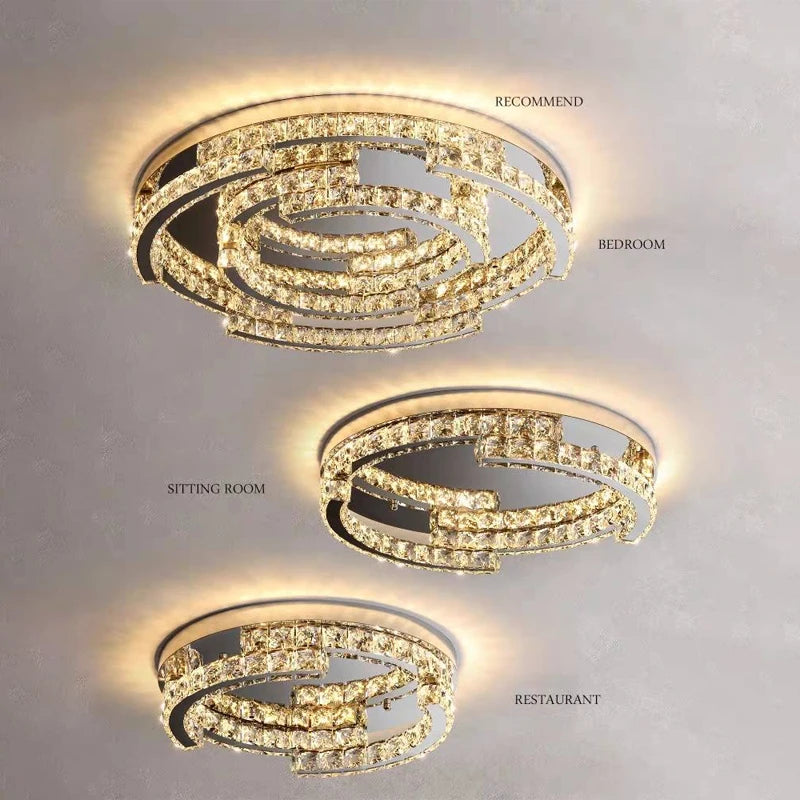 lampe de plafond led en cristal de style moderne avec télécommande - vue 6 sur 9
