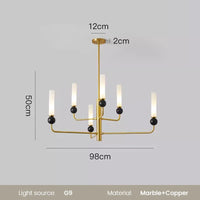 Vintage luxury marble and copper LED pendant chandelier