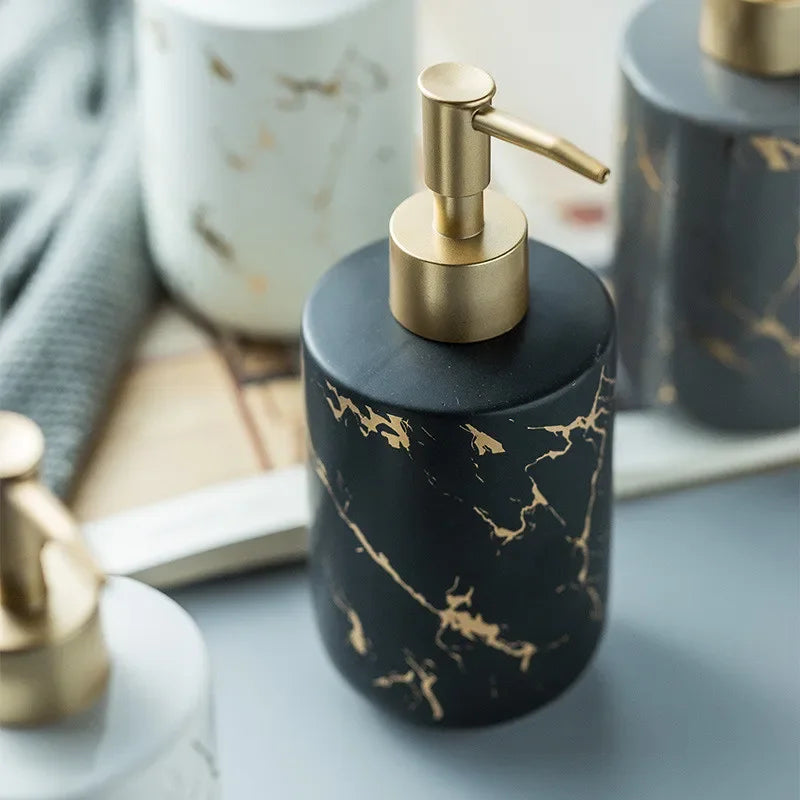 distributeur de savon liquide en céramique pour salle de bain moderne - vue 5 sur 12