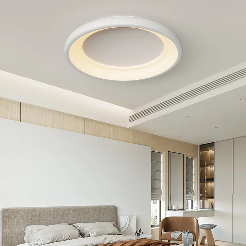 plafonnier rond moderne avec anneau extérieur décoratif - vue 6 sur 10