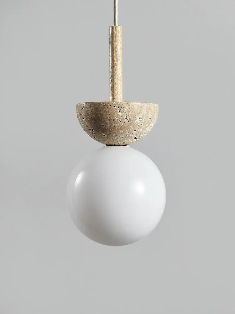 lustre suspendu en travertin jaune style nordique simple - vue 6 sur 7