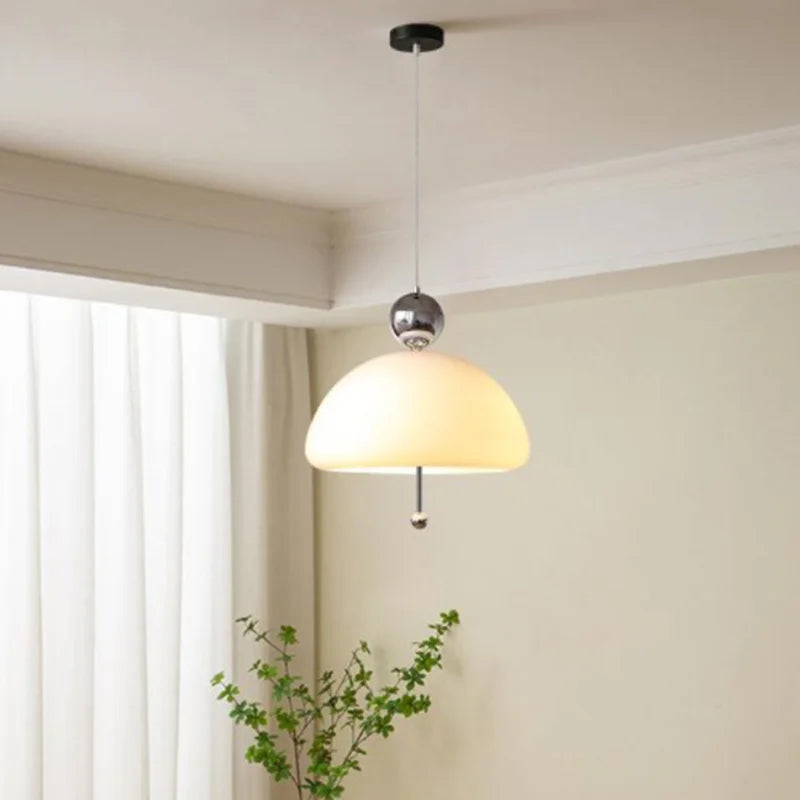 lampe led suspendue esthétique en verre champignon nordique - vue 6 sur 11