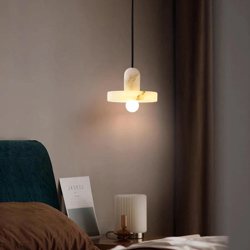 Lustre en laiton et marbre importé - vue 3 sur 19