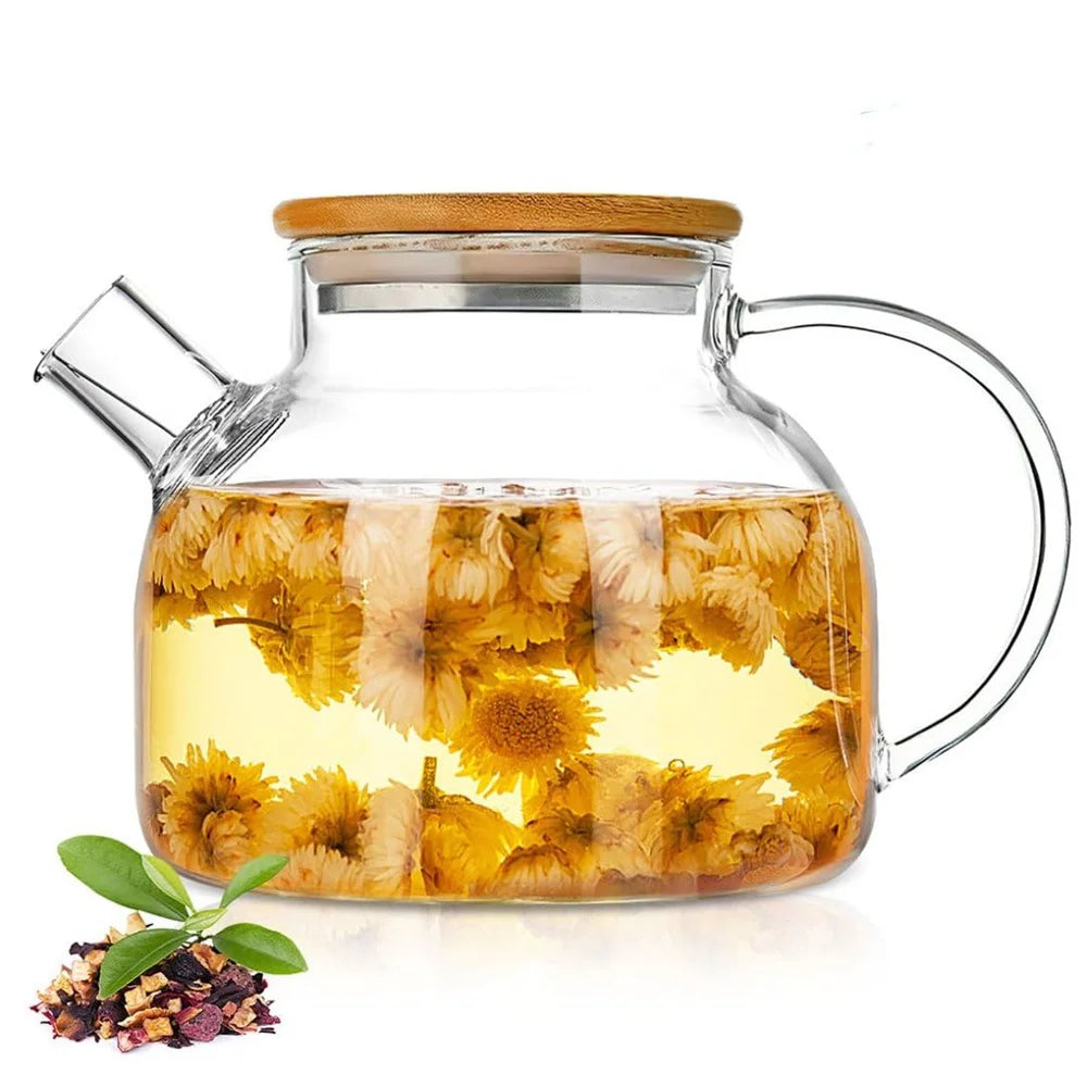 théière verre 1l couvercle bambou filtre amovible