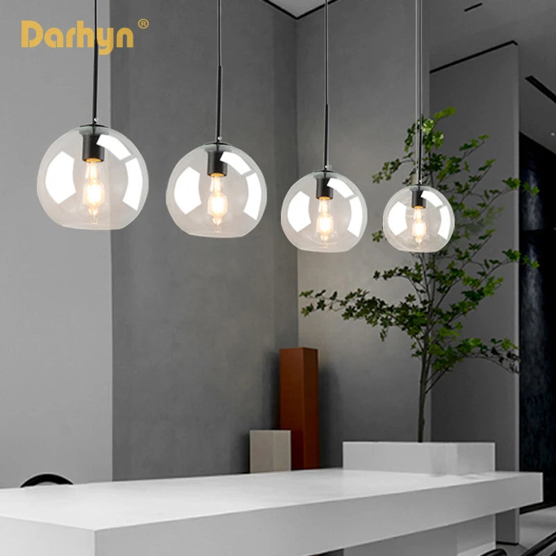 lampe suspendue en verre design moderne pour loft - vue 4 sur 12