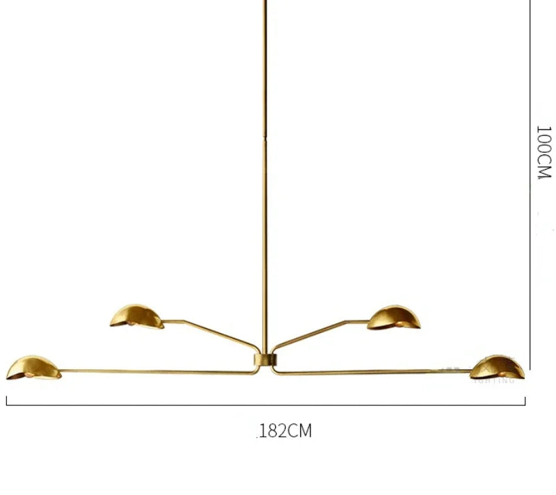 lustre rétro en cuivre lampe créative à bras long design industriel - vue 16 sur 16