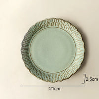Assiettes plates céramique relief style rétro restauration
