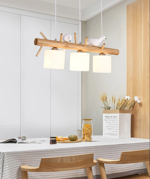 Minimalist Nordic chandelier 3 heads modern Japanese style - vue 5 sur 12
