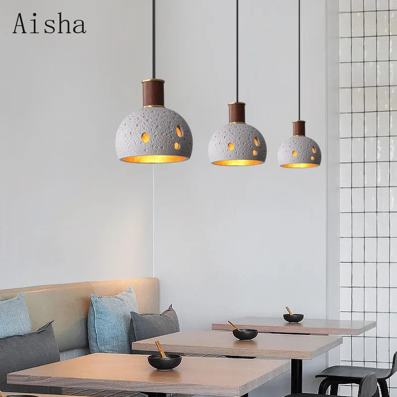 suspension en pierre nid d'abeille design rétro en cuivre intérieur - vue 3 sur 11