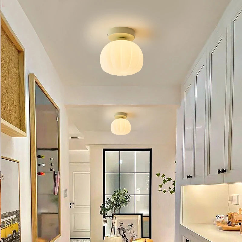 plafonnier led design nordique moderne en forme de fleur de citrouille - vue 4 sur 10