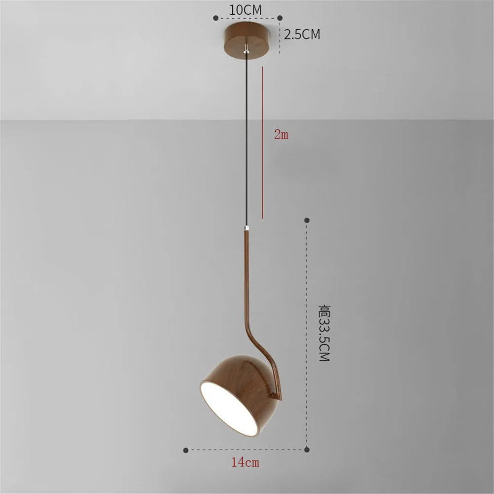 Nordic style adjustable angle wooden LED pendant light - vue 6 sur 8