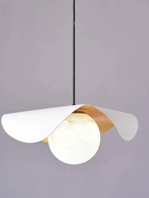lustre en laiton et marbre avec suspension - vue 3 sur 16