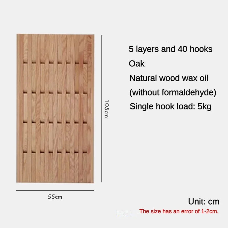 porte-manteau mural en bois pour vêtements et clés - vue 14 sur 18