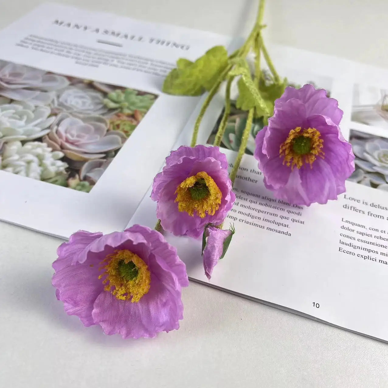 fleurs de pavot artificielles en soie pour décoration et événements - vue 14 sur 21