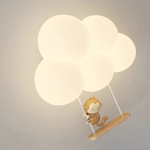 applique murale led singe lapin nuage pour enfants