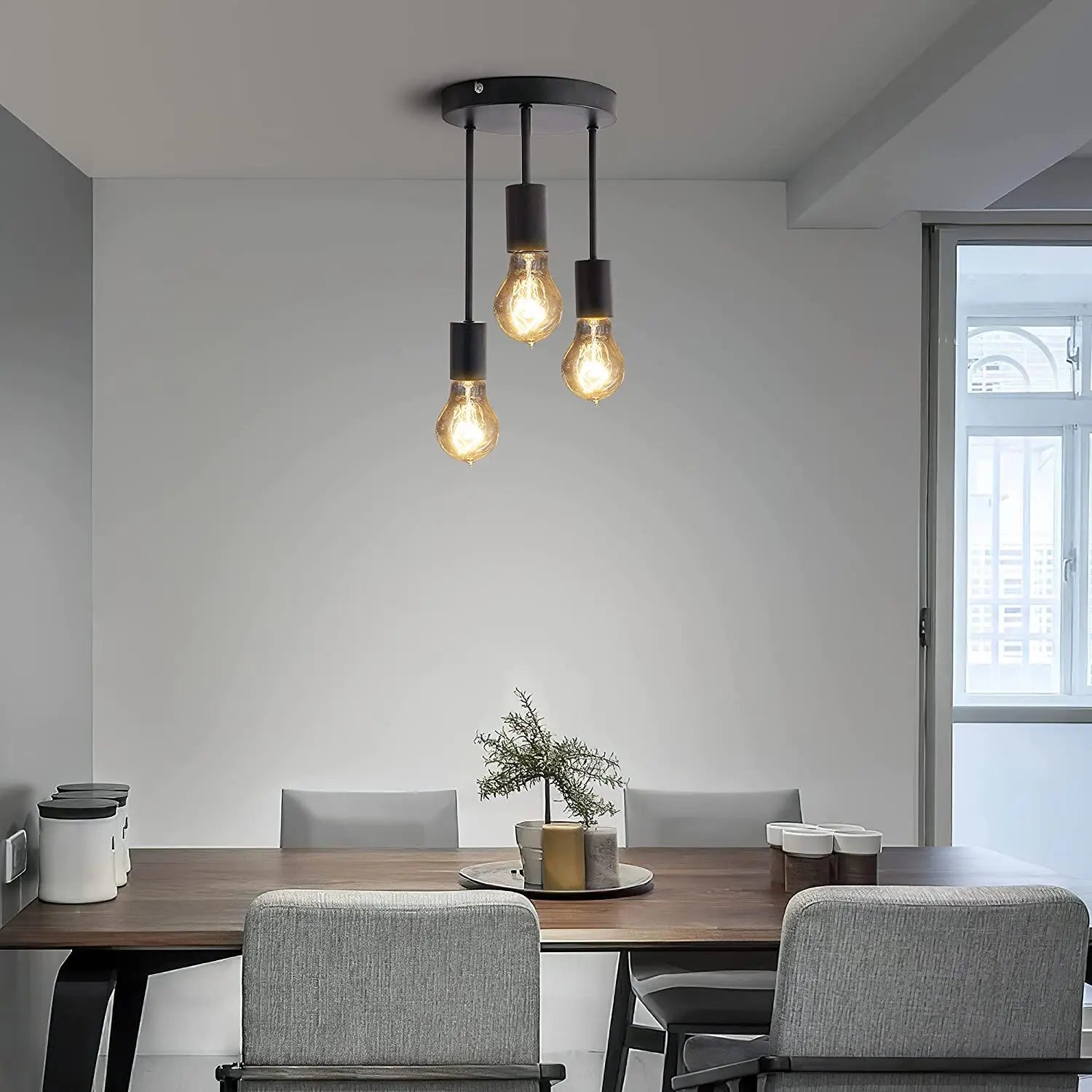 plafonnier industriel lustre décoration avec lumière led - vue 4 sur 6