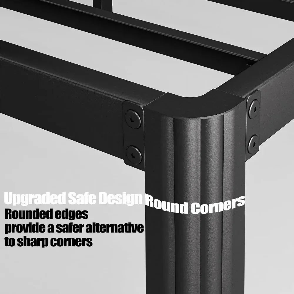 14in High Queen Bed Frame No Box Spring Needed, Heavy Duty Metal Platform Bed Frame Queen Size with Round Corners - vue 5 sur 6