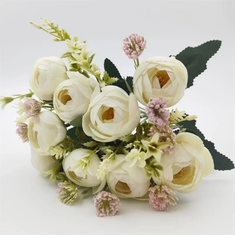 bouquet de roses en soie décoration de jardin fleurs artificielles - vue 8 sur 12