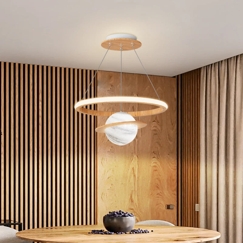 suspension led en bois massif style nordique tatami - vue 7 sur 11