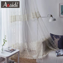 Voilage brodé tulle transparent style moderne salon chambre