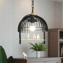 lustre nordique en résine et fer en forme de cage à oiseaux pour restaurants