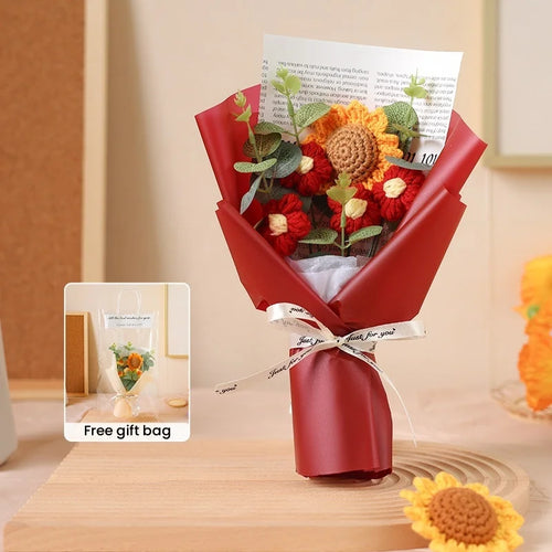bouquet de tournesols au crochet fait main pour cadeaux et décorations - vue 11 sur 13