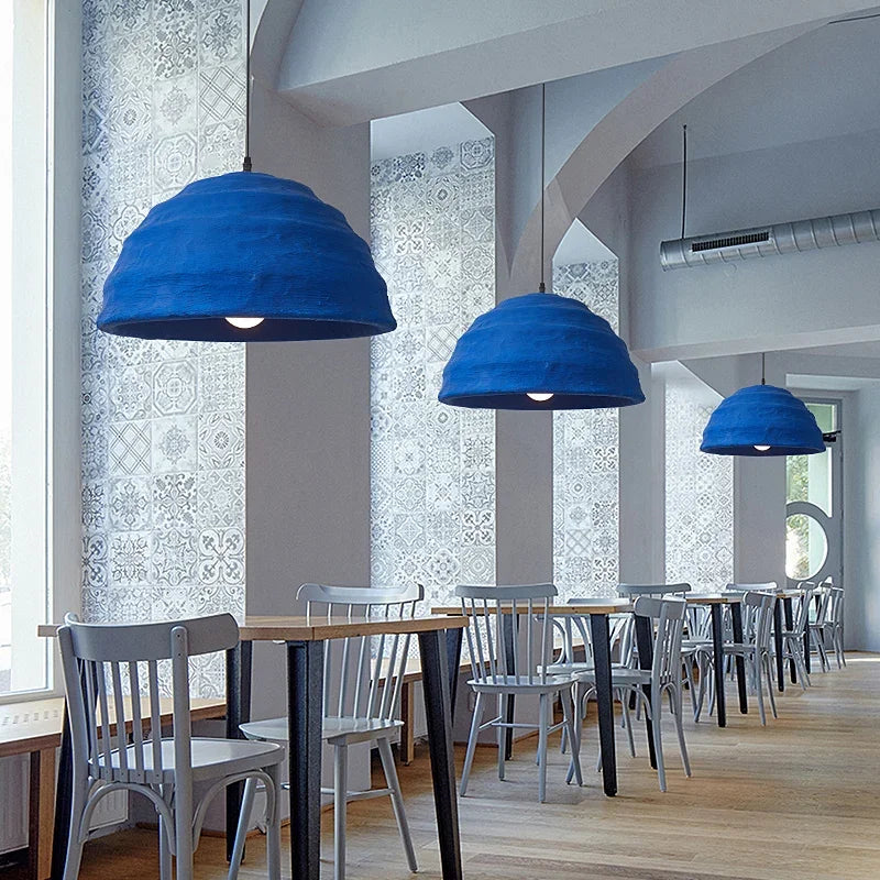 Designer Wabi Sabi Bar Decoration Handmade Pendant Light Nordic Restaurant Chandelier Minimalist Klein Blue Bedroom Bedside Lamp - vue 3 sur 8