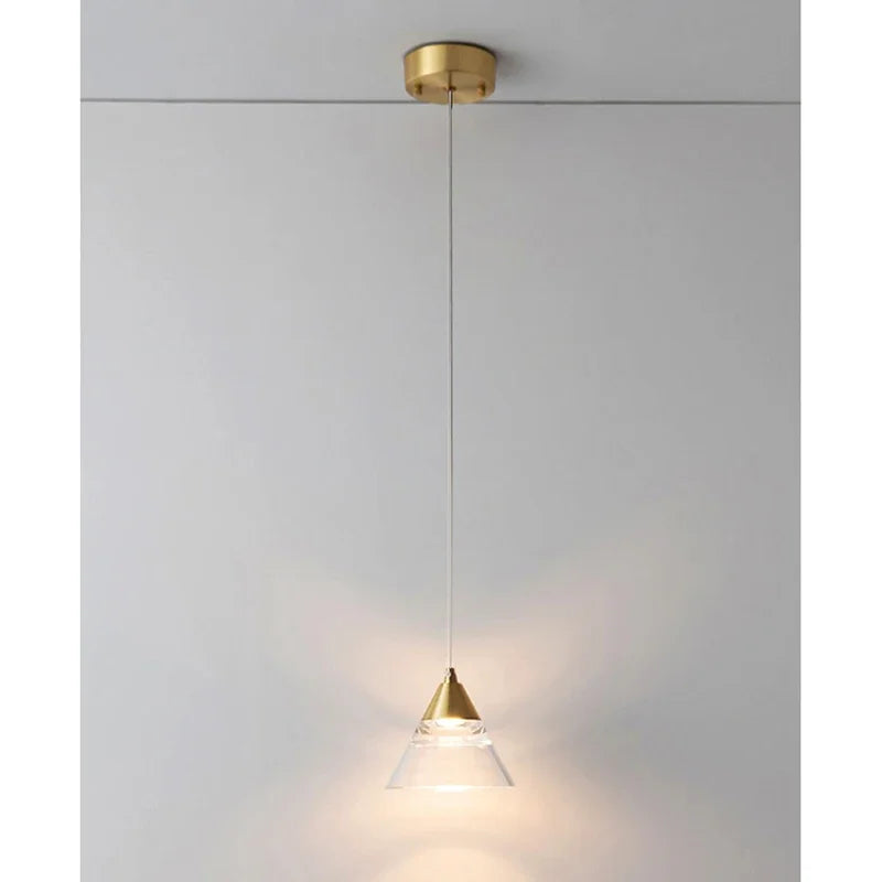 Lamp Modern Acrylic Pendant Light Fixtures Gold, Mini Pendant Lighting For Kitchen Island, Dining Room, Bedroom, Hallway, Kitch - vue 6 sur 7