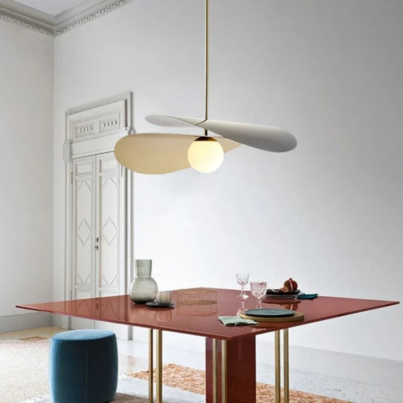 suspension moderne en métal et verre design artistique - vue 2 sur 7