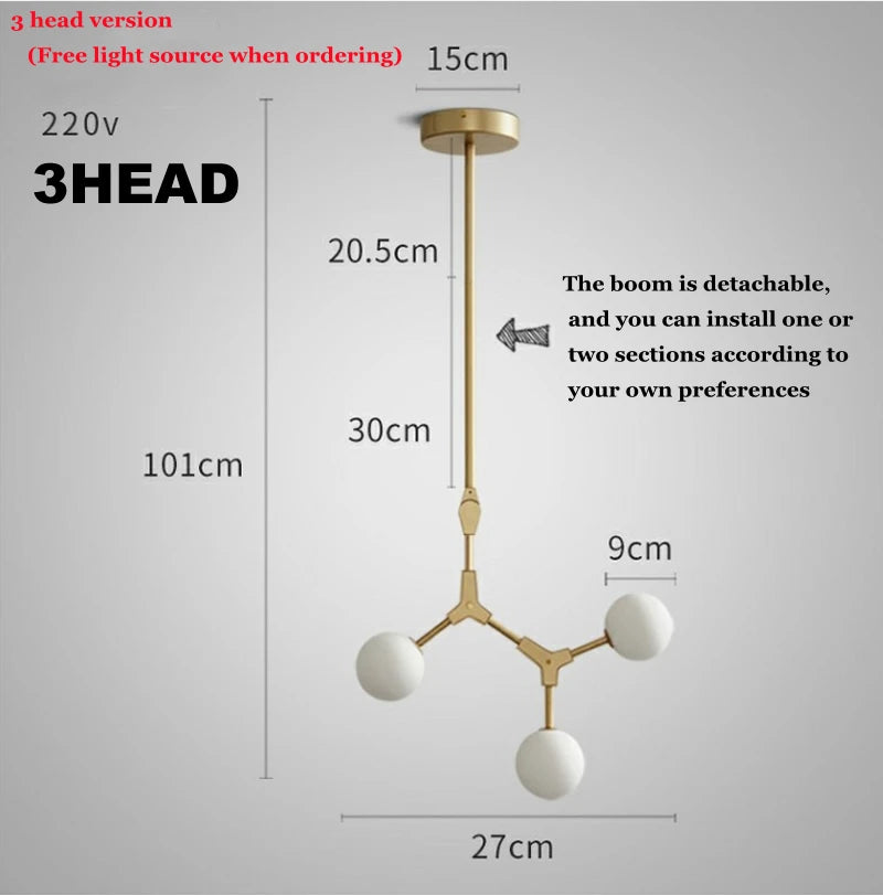 lustre nordique design en verre pour éclairage élégant - vue 12 sur 12