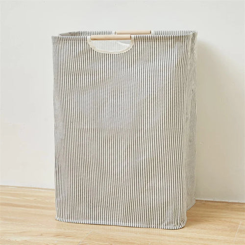 56*40*27CM Japanese Cotton Linen Dirty Clothes Basket, Folding Portable Fabric Laundry Basket，Bathroom Waterproof Storage Basket - vue 10 sur 12