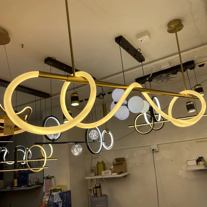 Modern minimalist hose LED restaurant chandelier used for kitchen, bar, hanging, lighting, and decorative lighting fixtures - vue 7 sur 21