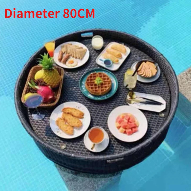 plateau en rotin nordique pour fruits et boissons de piscine - vue 15 sur 22