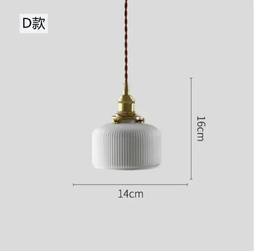 Minimalist Japanese retro ceramic pendant light for interior decoration - vue 12 sur 21