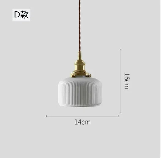 Minimalist Japanese retro ceramic pendant light for interior decoration - vue 12 sur 21