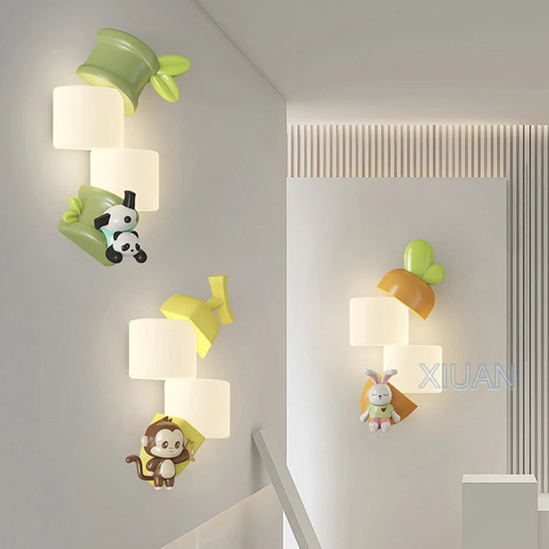 applique murale animaux singe lapin panda décorative pour enfants - vue 2 sur 9