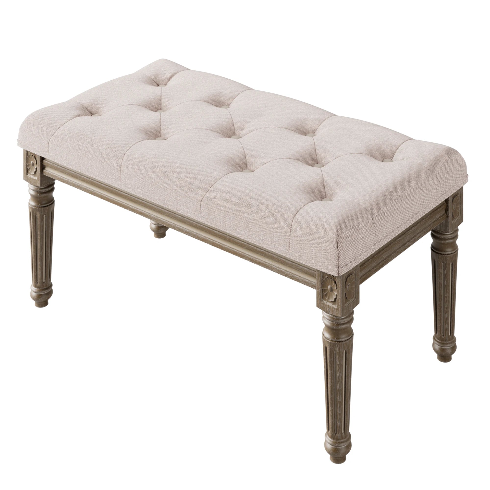 Beige Upholstered Bench Entryway Bedroom Dining Bench Wood Vanity Piano Shoe Bench,Ottoman Bench for Living Room Kitchen Hallway