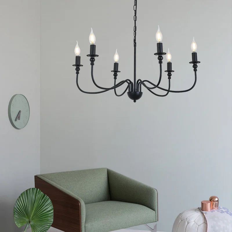 lustre en fer noir avec éclairage led pour intérieur moderne - vue 6 sur 6