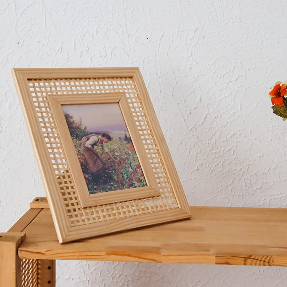 cadre photo bohème en osier pour décoration unique et moderne - vue 7 sur 7
